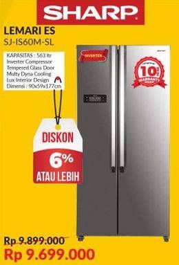 Promo Harga SHARP SJ-IS60 | Side by Side Refrigerator  - Courts