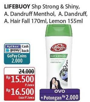 Promo Harga Lifebuoy Shampoo Strong Shiny, Anti Dandruff, Anti Hair Fall, Refresh Cool 155 ml - Alfamidi