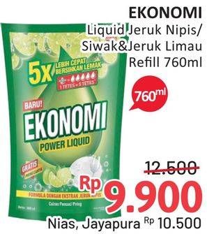 Promo Harga EKONOMI Pencuci Piring Power Liquid Jeruk Nipis, Siwak Jeruk Limau 760 ml - Alfamidi