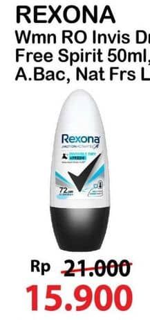 Promo Harga Rexona Deo Roll On Invisible Dry, Free Spirit 50 ml - Alfamart