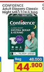 Promo Harga Confidence Adult Classic Night Ekstra Serap & Kering M8, L7, XL6 6 pcs - Indomaret