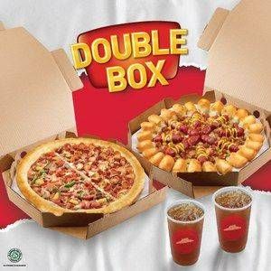 Promo Harga PIZZA HUT Double Box Large + 2 Soft Drink  - Pizza Hut
