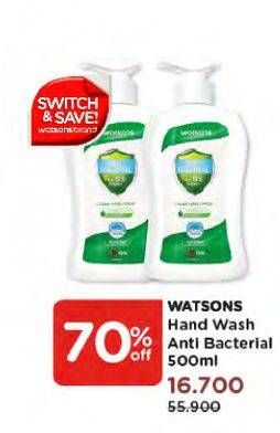 Promo Harga WATSONS Anti Bacterial Cream Hand Wash All Variants 500 ml - Watsons