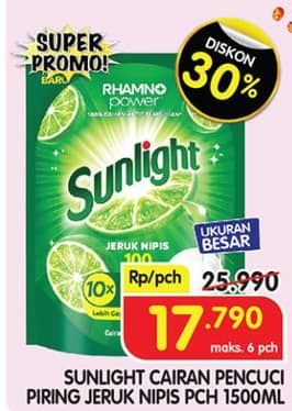 Promo Harga Sunlight Pencuci Piring Jeruk Nipis 100 1500 ml - Superindo