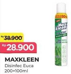 Promo Harga MAX KLEEN Disinfectant Spray Dual Action Eucalyptus 300 ml - Alfamart