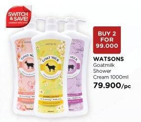 Promo Harga WATSONS Goat's Milk Lightening Shower Cream per 2 botol 1000 ml - Watsons