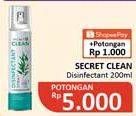 Promo Harga Secret Clean Eucalyptus Disinfectant Spray 200 ml - Alfamidi