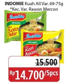 Promo Harga Indomie Mi Kuah Kecuali Rawon Pedas Mercon 75 gr - Alfamidi