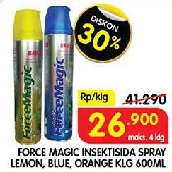Promo Harga FORCE MAGIC Insektisida Spray Lemon, Blue, Orange 600 ml - Superindo