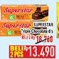 Promo Harga Roma Superstar Wafer Triple Chocolate per 6 pcs 18 gr - Hypermart