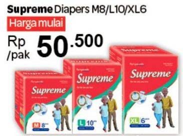 Promo Harga Supreme Adult Diapers L10, M8, XL6 6 pcs - Carrefour