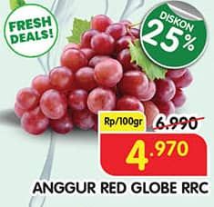 Promo Harga Anggur Red Globe RRC per 100 gr - Superindo