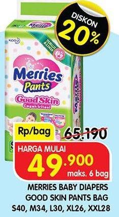 Promo Harga Merries Pants Good Skin XXL28, L30, S40, XL26, M34 26 pcs - Superindo