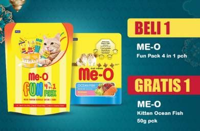 Promo Harga ME-O Cat Food Fun Pack 4 In 1  - Indomaret