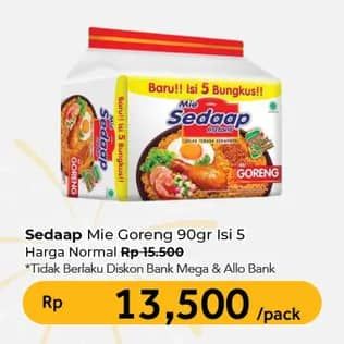 Promo Harga Sedaap Mie Goreng Original per 5 pcs 90 gr - Carrefour