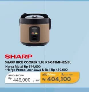 Promo Harga Sharp Rice Cooker KS-G18MH 1800 ml - Carrefour