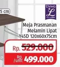 Promo Harga LIVING L Meja Prasmanan Melamin 120x60x75 Cm  - Lotte Grosir