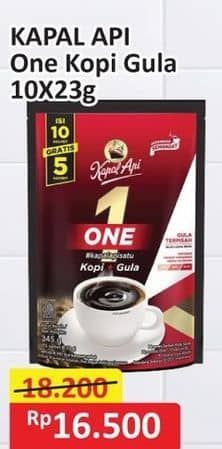 Promo Harga Kapal Api Kopi One + Gula Terpisah per 10 sachet 23 gr - Alfamart