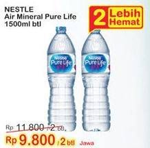 Promo Harga NESTLE Pure Life Air Mineral per 2 botol 1500 ml - Indomaret