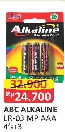 Promo Harga ABC Battery Alkaline AAA LR03 4 pcs - Alfamart