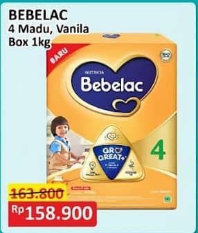 Promo Harga Bebelac 4 Susu Pertumbuhan Madu, Vanila 1000 gr - Alfamart