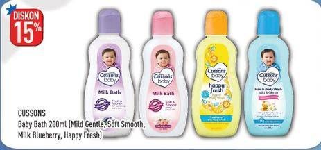 Promo Harga CUSSONS BABY Milk Bath Milk Gentle, Soft Smooth, Happy Fresh, Blueberry 200 ml - Hypermart