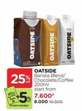 Promo Harga Oatside UHT Milk Barista Blend, Chocolate, Coffee 200 ml - Watsons