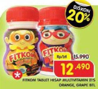 Promo Harga FITKOM Vitamin Anak Tablet Anggur, Jeruk 21 pcs - Superindo