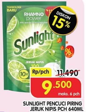 Promo Harga Sunlight Pencuci Piring Jeruk Nipis 100 640 ml - Superindo