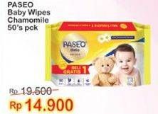 Promo Harga PASEO Baby Wipes With Chamomile Extract 50 sheet - Indomaret
