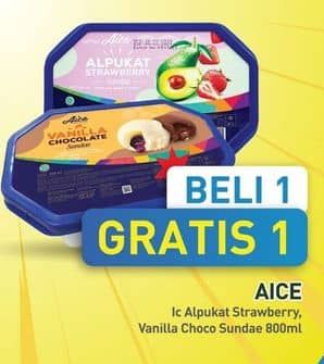 Promo Harga Aice Sundae Alpukat Strawberry, Vanilla Chocolate 800 ml - Hypermart