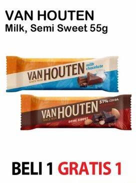 Promo Harga VAN HOUTEN Chocolate Milk Chocolate, Semi Sweet 55 gr - Alfamart