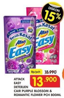 Promo Harga ATTACK Easy Detergent Liquid Purple Blossom, Romantic Flower 800 ml - Superindo