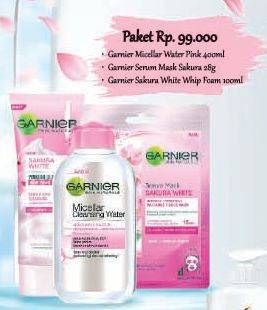 Promo Harga MIcellar Water Pink 400ml + Serum Mask Sakura 28gr + Sakura White Foam 100ml  - LotteMart