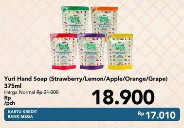 Promo Harga YURI Hand Soap Strawberry, Lemon, Apple, Orange, Grape 375 ml - Carrefour