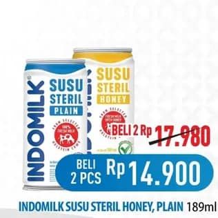 Promo Harga Indomilk Susu Steril Honey, Plain 189 ml - Hypermart