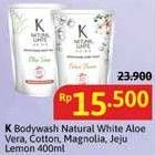 Promo Harga K Natural White Body Wash Jeju Lemon, Sparkling Magnolia, Cotton Flower, Aloe Vera 400 ml - Alfamidi