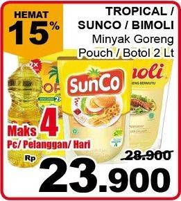 Promo Harga TROPICAL/BIMOLI/SUNCO/ Minyak Goreng 2Ltr  - Giant