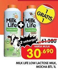 Promo Harga Milk Life Fresh Milk Bebas Laktosa, Mocha 1000 ml - Superindo