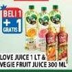 Promo Harga LOVE Juice 1000ml/LOVE JUICE Vegie Fruit 300ml  - Hypermart