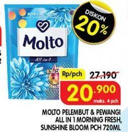 Promo Harga MOLTO All in 1 Blue Morning Fresh, Pink Sunshine Bloom 720 ml - Superindo
