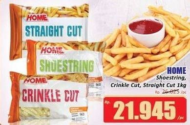 Promo Harga HOME French Fries Crinkle Cut, Shoestring, Straight Cut 1000 gr - Hari Hari
