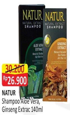 Promo Harga NATUR Shampoo Aloe Vera, Gingseng 140 ml - Alfamart