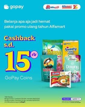 Harga Promo Ulang Tahun Alfamart Cashback s.d 15 Rb GoPay Coin