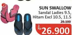 Promo Harga SUN SWALLOW Sandal Jepit Ladies, Hitam  - Alfamidi