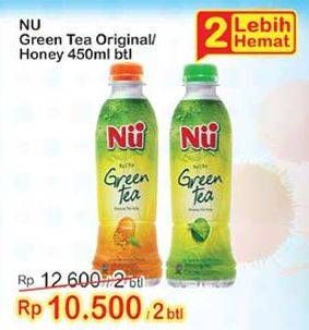 Promo Harga NU Green Tea Original, Honey per 2 botol 450 ml - Indomaret
