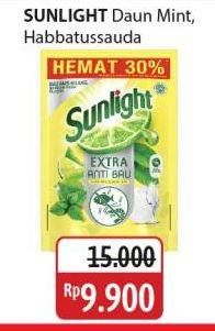 Promo Harga Sunlight Pencuci Piring Higienis Plus With Habbatussauda, Anti Bau With Daun Mint 650 ml - Alfamidi