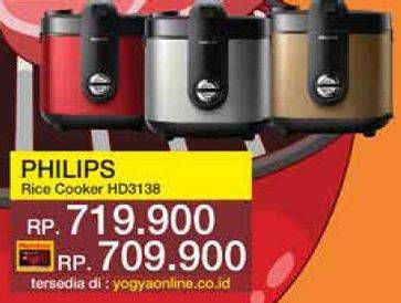 Promo Harga PHILIPS Rice Cooker HD3138 1.8L  - Yogya