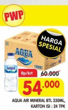 Promo Harga Aqua Air Mineral per 24 botol 330 ml - Superindo