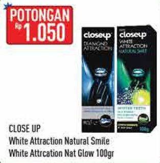 Promo Harga CLOSE UP Pasta Gigi White Attraction Natural Glow, Natural Smile 100 gr - Hypermart